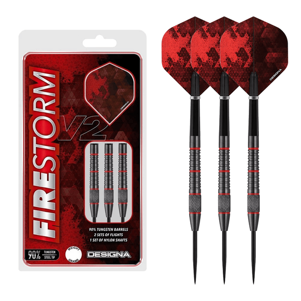 Designa Firestorm V2 Knurled - 90% Tungsten Steel Tip Darts 23 Grams Darts