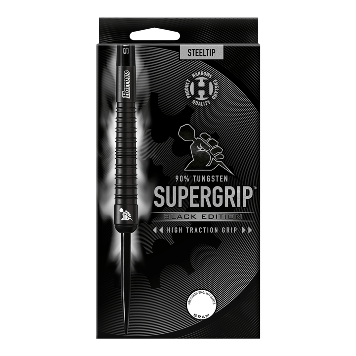 Harrows Supergrip Black - 90% Tungsten Steel Tip Darts Darts