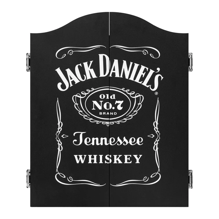 Jack Daniels JD Logo Dartboard, Cabinet & Darts - Complete Darts Set Boards