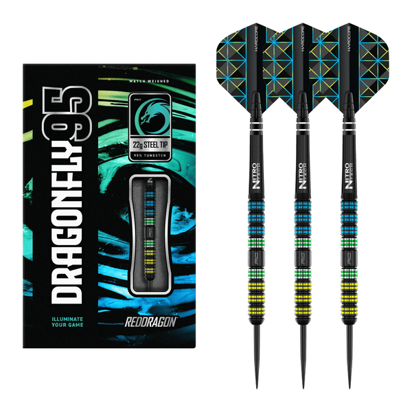 Red Dragon Dragonfly 95 Black Parallel - 95% Tungsten Steel Tip Darts 22 Grams Darts