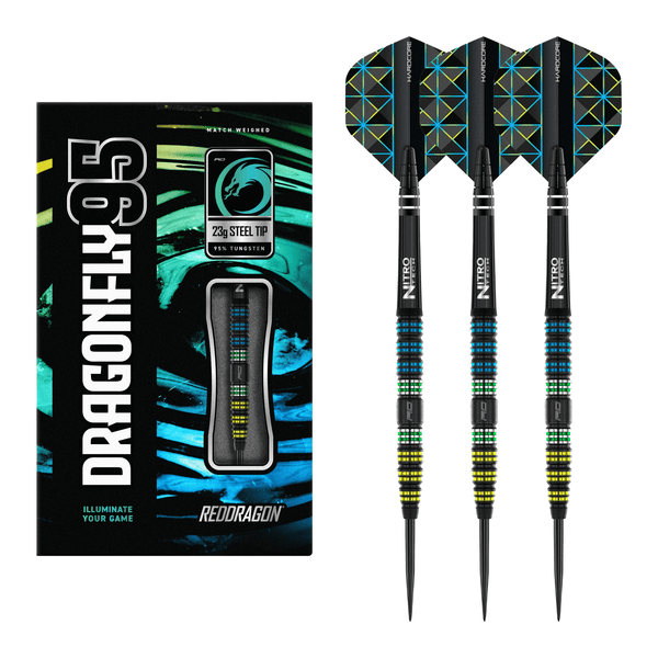 Red Dragon Dragonfly 95 Black Tapered - 95% Tungsten Steel Tip Darts 23 Grams Darts