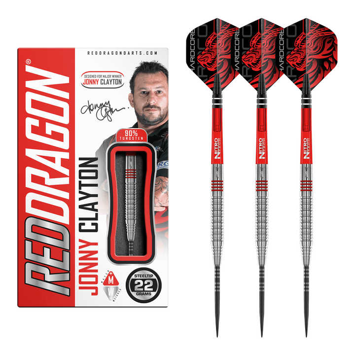 Red Dragon Jonny Clayton Original 2.0 - 90% Tungsten Steel Tip Darts 22 Grams Darts