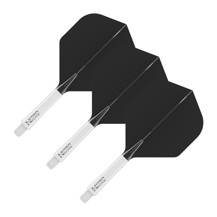 Red Dragon Nitro Flite - All In One Flight & Shaft No. 2 / Intermediate (28mm) / White & Black Flights & Shafts