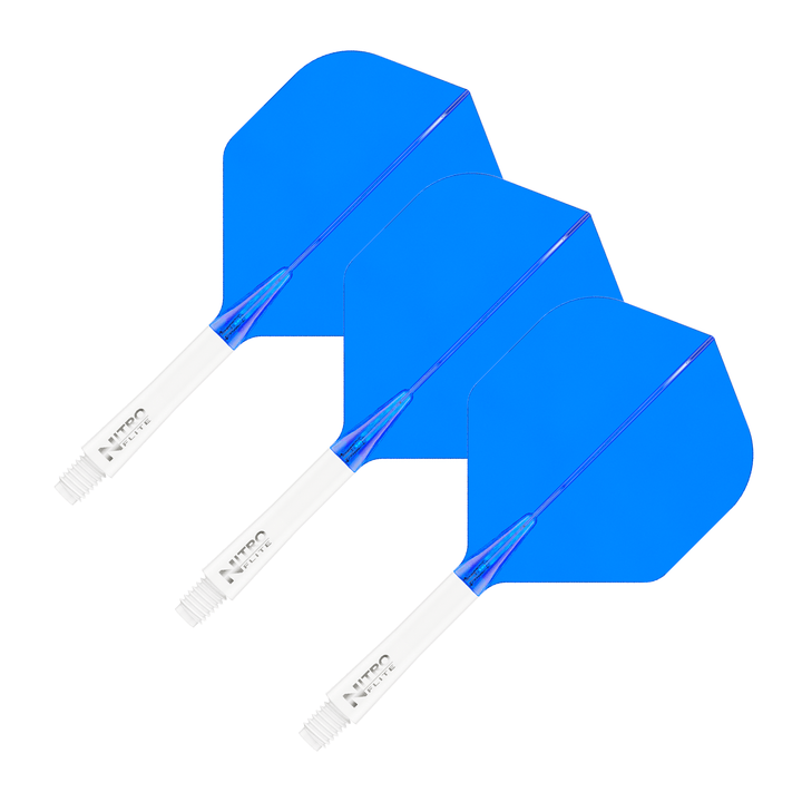 Red Dragon Nitro Flite - All In One Flight & Shaft No. 2 / Intermediate (28mm) / White & Blue Flights & Shafts