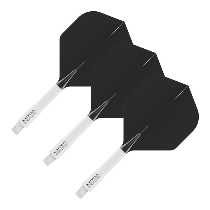 Red Dragon Nitro Flite - All In One Flight & Shaft No. 2 / Medium (34mm) / White & Black Flights & Shafts