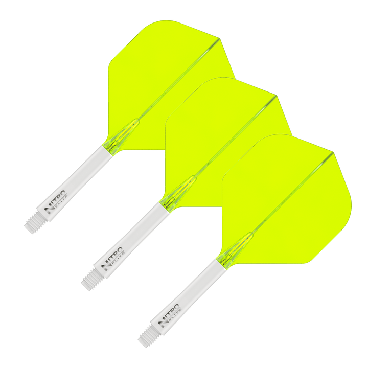 Red Dragon Nitro Flite - All In One Flight & Shaft No. 2 / Medium (34mm) / White & Yellow Flights & Shafts