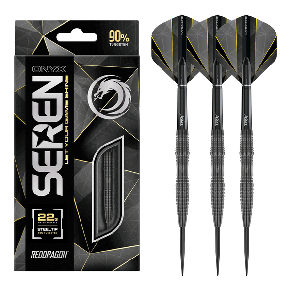 Red Dragon Seren 3 Onyx - 90% Tungsten Steel Tip Darts 22 Grams Darts