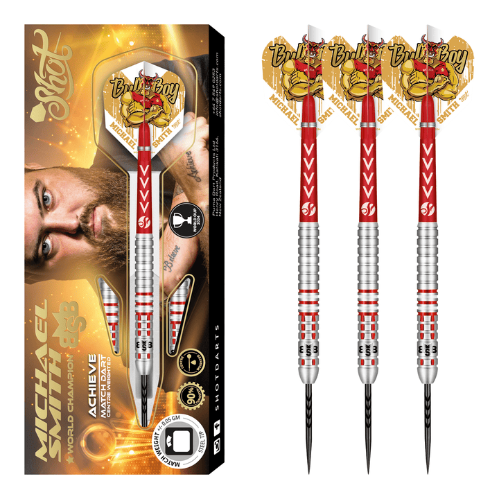 Shot Michael Smith Achieve World Cup Limited Edition - 90% Tungsten Steel Tip Darts 24 Grams Darts