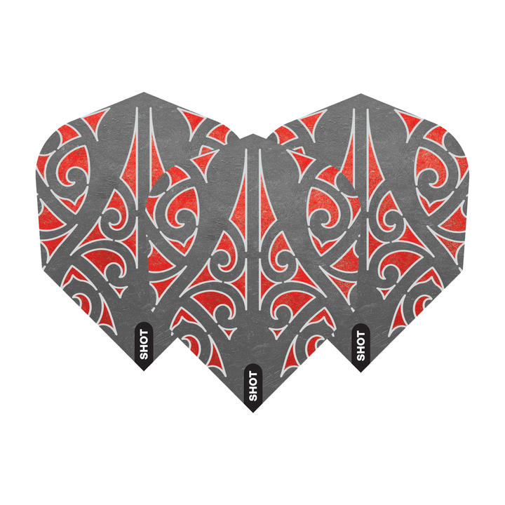 Shot Warrior Awe - Dart Flights Small Standard / Red Flights & Shafts