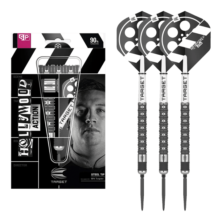 Target Chris Dobey Hollywood Action Swiss Point - 90% Tungsten Steel Tip Darts 22 Grams Darts