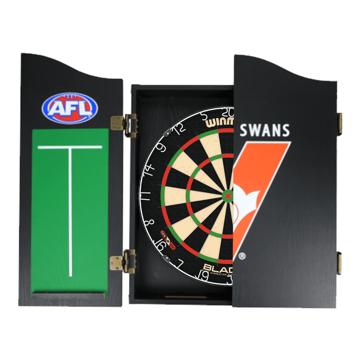 Wimmau Blade 6 Dartboard, Official AFL Cabinet & Darts - Complete Darts Set Boards