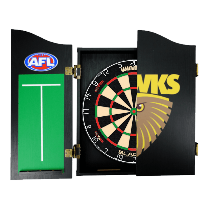 Wimmau Blade 6 Dartboard, Official AFL Cabinet & Darts - Complete Darts Set Boards