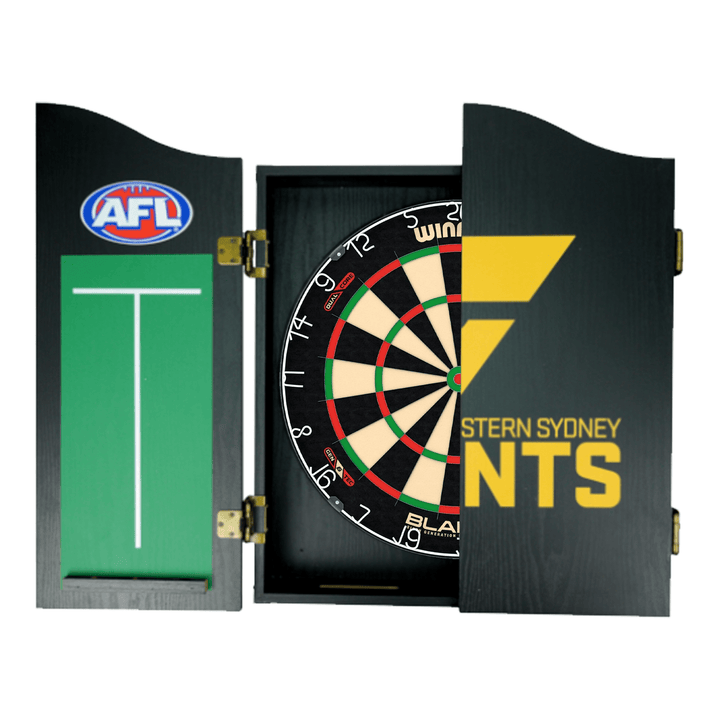 Wimmau Blade 6 Dartboard, Official AFL Cabinet & Darts - Complete Darts Set Boards