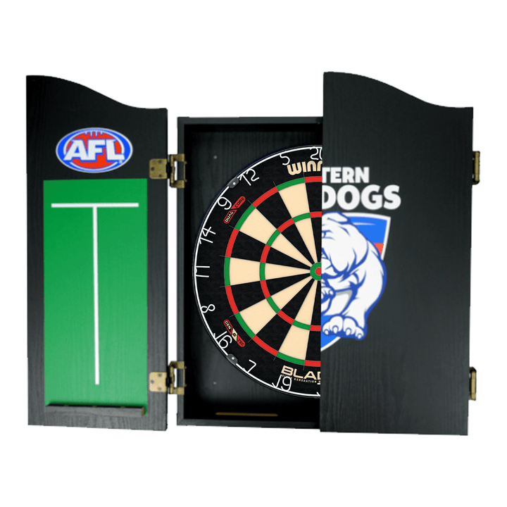 Wimmau Blade 6 Dartboard, Official AFL Cabinet & Darts - Complete Darts Set Boards