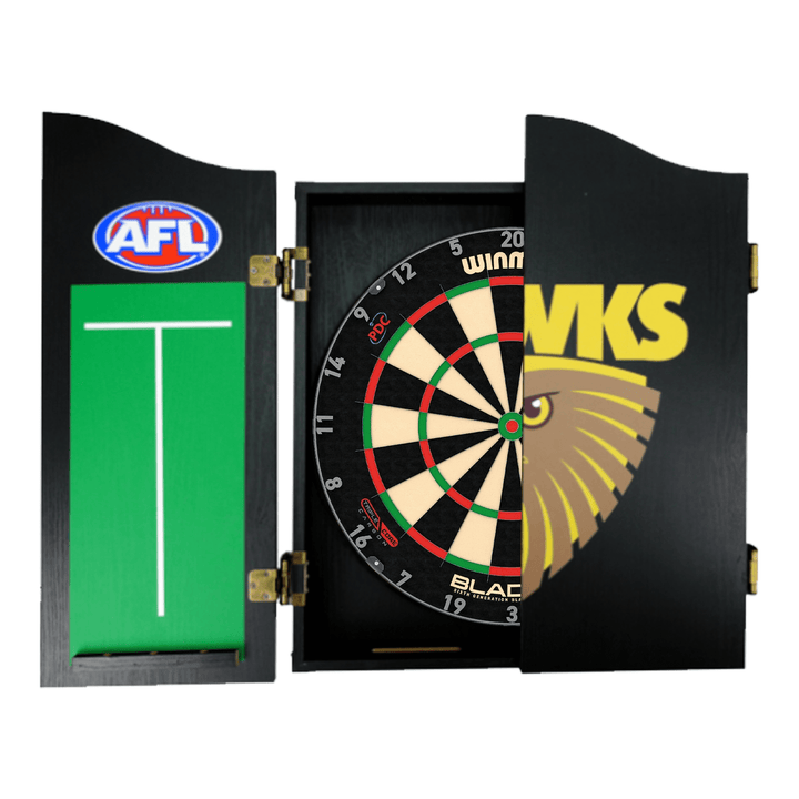 Wimmau Blade 6 Dartboard, Official AFL Cabinet & Darts - Complete Darts Set Boards