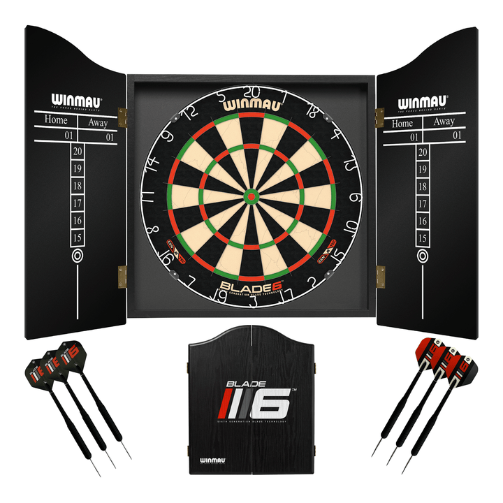 Winmau Blade 6 Dartboard, Cabinet & Darts - Complete Darts Set Blade 6 / Blade 6 Boards