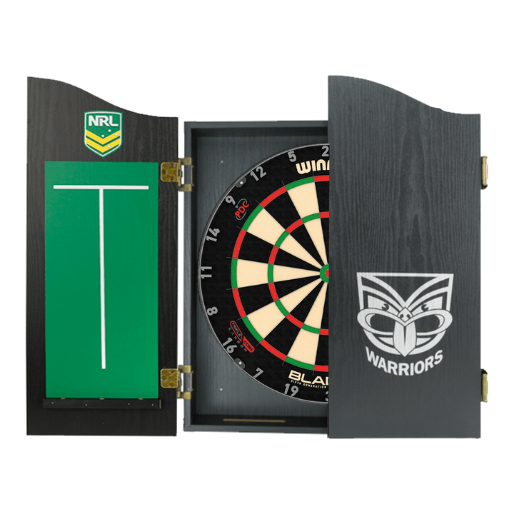 Winmau Blade 6 Dartboard, Official NRL Cabinet & Darts - Complete Darts Set Boards