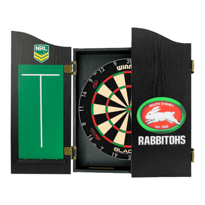 Winmau Blade 6 Dartboard, Official NRL Cabinet & Darts - Complete Darts Set Boards