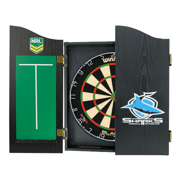 Winmau Blade 6 Dartboard, Official NRL Cabinet & Darts - Complete Darts Set Boards