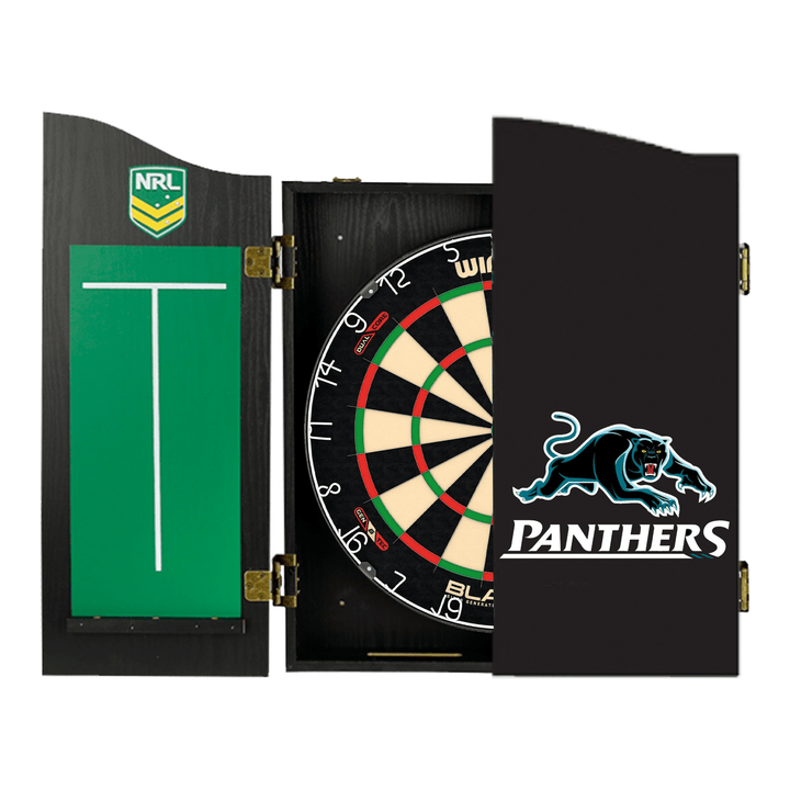 Winmau Blade 6 Dartboard, Official NRL Cabinet & Darts - Complete Darts Set Boards