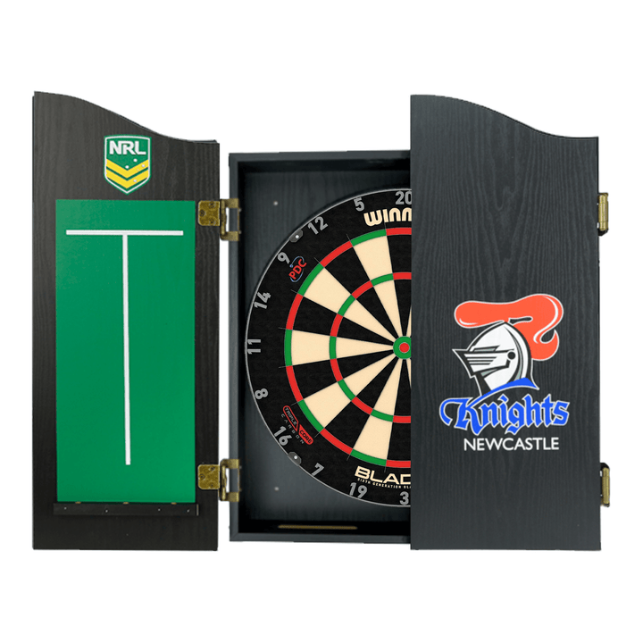 Winmau Blade 6 Dartboard, Official NRL Cabinet & Darts - Complete Darts Set Boards