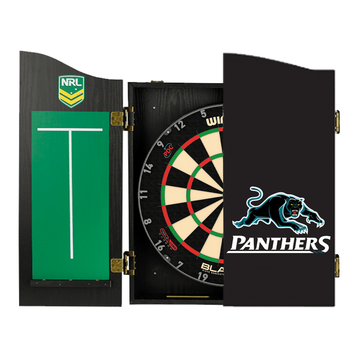 Winmau Blade 6 Dartboard, Official NRL Cabinet & Darts - Complete Darts Set Boards