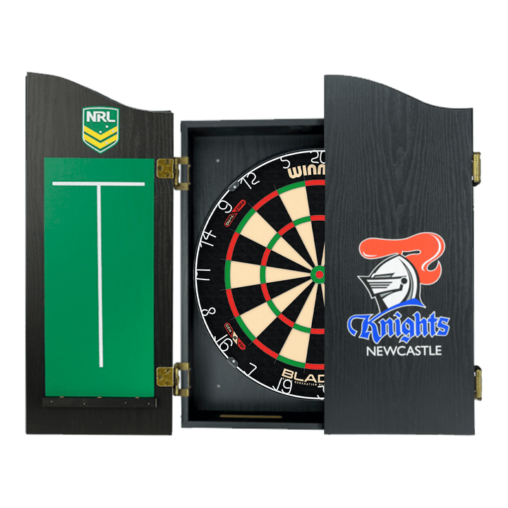 Winmau Blade 6 Dartboard, Official NRL Cabinet & Darts - Complete Darts Set Boards