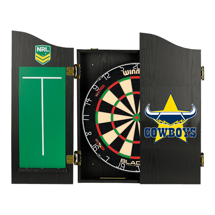 Winmau Blade 6 Dartboard, Official NRL Cabinet & Darts - Complete Darts Set Boards