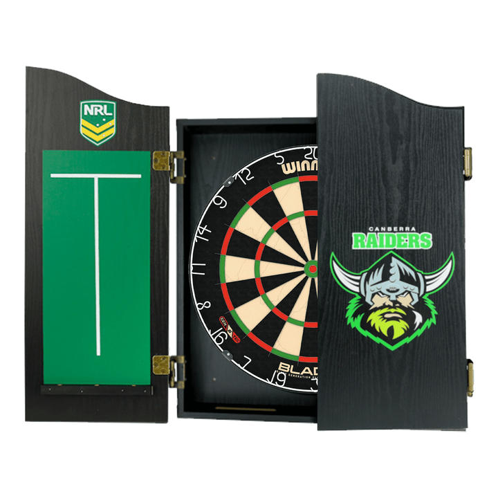 Winmau Blade 6 Dartboard, Official NRL Cabinet & Darts - Complete Darts Set Boards