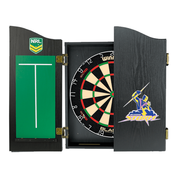 Winmau Blade 6 Dartboard, Official NRL Cabinet & Darts - Complete Darts Set Boards