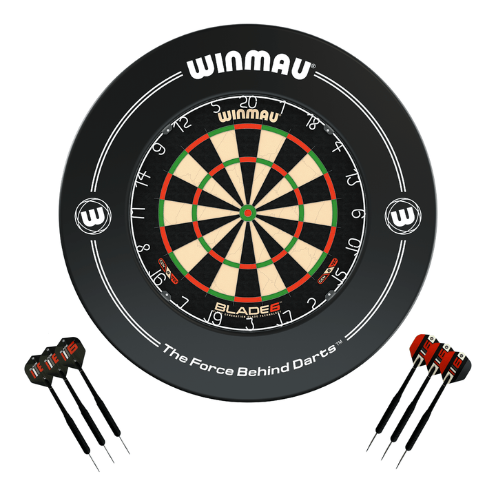 Winmau Blade 6 Dartboard, Surround & Darts - Complete Darts Set Blade 6 / Black Boards