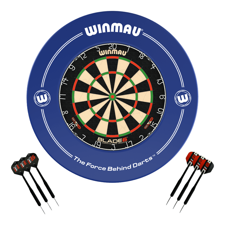 Winmau Blade 6 Dartboard, Surround & Darts - Complete Darts Set Blade 6 / Blue Boards