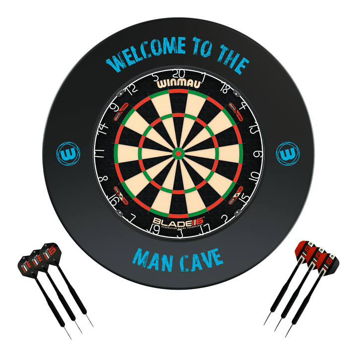 Winmau Blade 6 Dartboard, Surround & Darts - Complete Darts Set Blade 6 Dual Core / Man Cave Boards