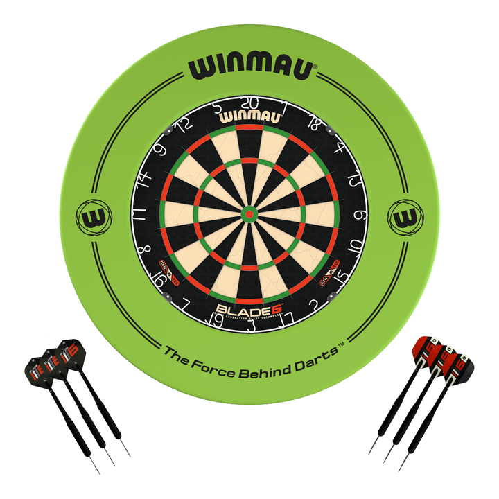 Winmau Blade 6 Dartboard, Surround & Darts - Complete Darts Set Blade 6 / Green Boards