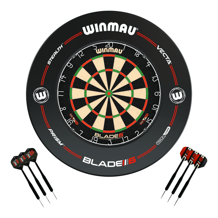 Winmau Blade 6 Dartboard, Surround & Darts - Complete Darts Set Blade 6 / Pro-Line Boards