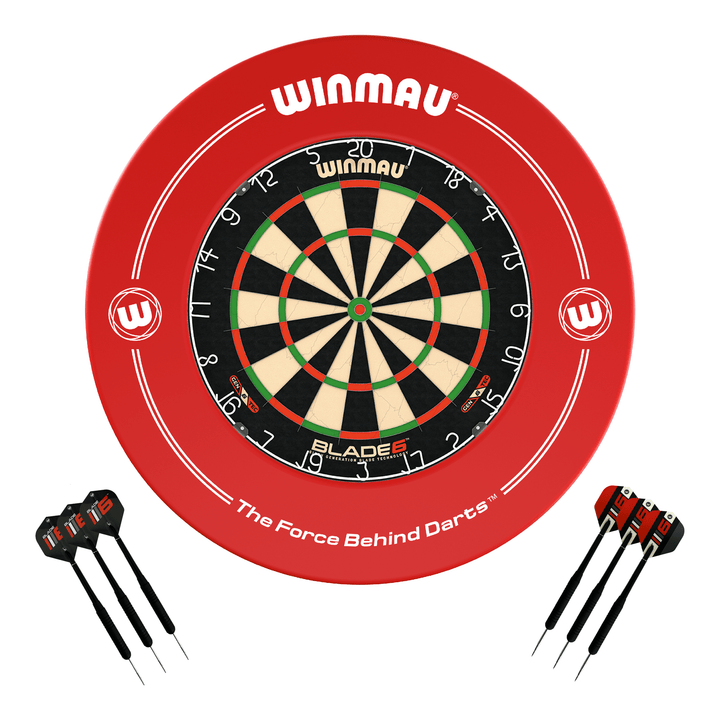 Winmau Blade 6 Dartboard, Surround & Darts - Complete Darts Set Blade 6 / Red Boards