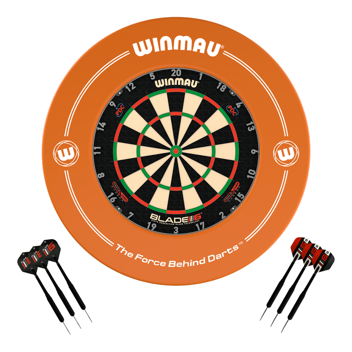 Winmau Blade 6 Dartboard, Surround & Darts - Complete Darts Set Blade 6 Triple Core / Orange Boards