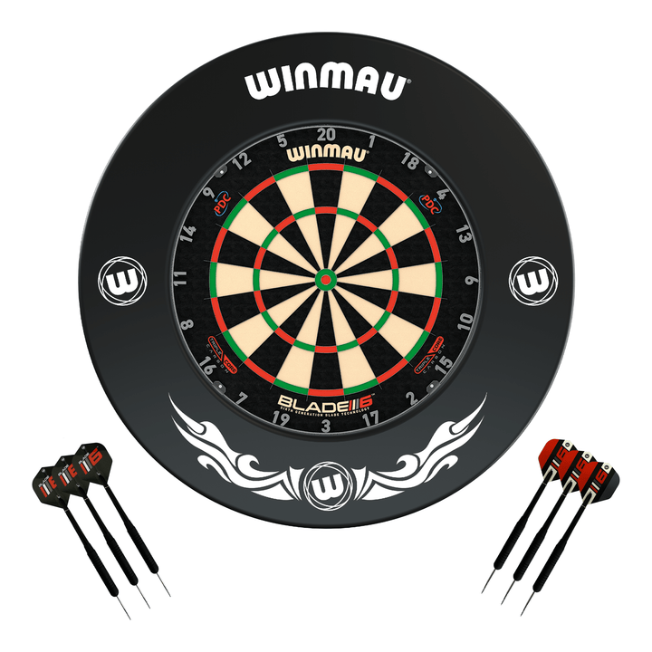 Winmau Blade 6 Dartboard, Surround & Darts - Complete Darts Set Blade 6 Triple Core / Xtreme Boards