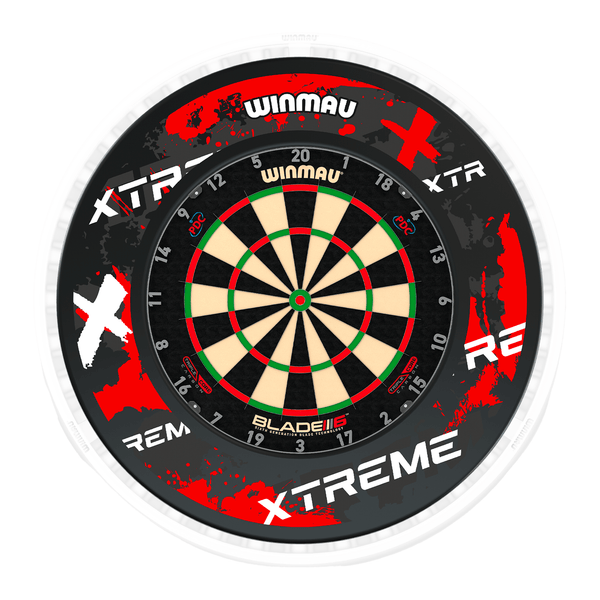 Winmau Blade 6 Dartboard, Surround & Ice White Plasma Light Bundle Blade 6 Triple Core / Xtreme Red / Winmau Plasma Ice White Boards