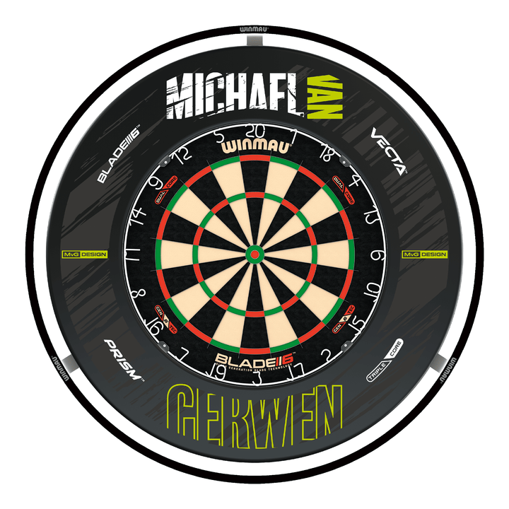 Winmau Blade 6 Dartboard, Surround & Light Bundle Blade 6 Dual Core / MvG Retro / Winmau Plasma Light Boards