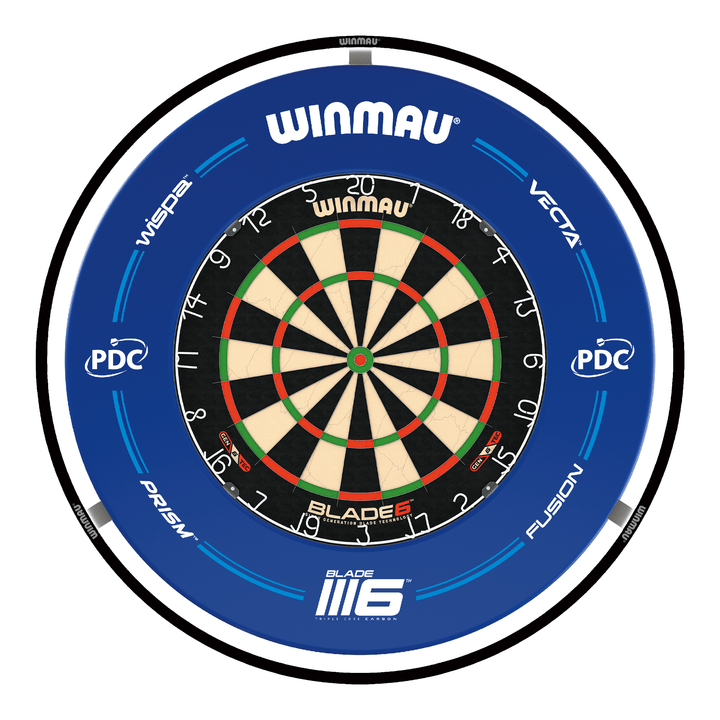 Winmau Blade 6 Dartboard, Surround & Light Bundle Blade 6 / PDC Blue / Winmau Plasma Light Boards