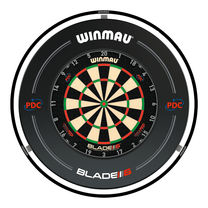 Winmau Blade 6 Dartboard, Surround & Light Bundle Boards