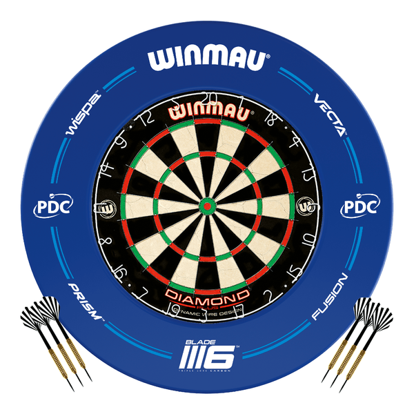 Winmau Diamond Plus Dartboard, Surround & Darts - Complete Darts Set Boards