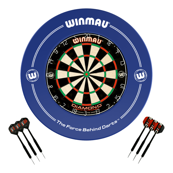 Winmau Diamond Plus Dartboard, Surround & Darts - Complete Darts Set Diamond Plus / Blue Boards