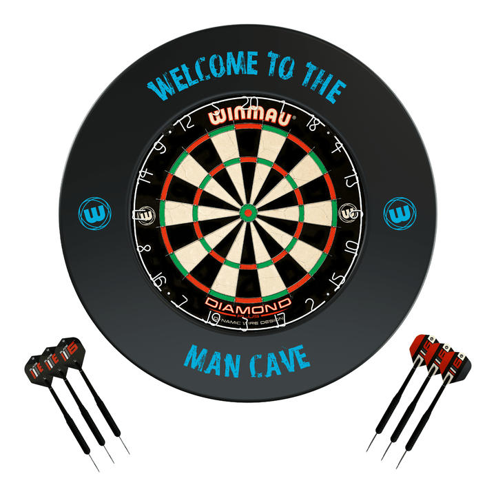 Winmau Diamond Plus Dartboard, Surround & Darts - Complete Darts Set Diamond Plus / Man Cave Boards