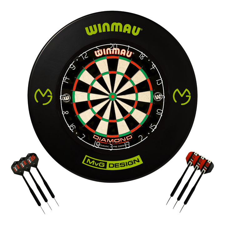 Winmau Diamond Plus Dartboard, Surround & Darts - Complete Darts Set Diamond Plus / MvG Boards