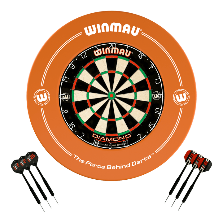 Winmau Diamond Plus Dartboard, Surround & Darts - Complete Darts Set Diamond Plus / Orange Boards