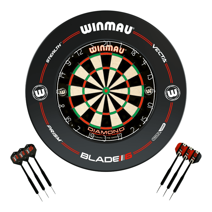 Winmau Diamond Plus Dartboard, Surround & Darts - Complete Darts Set Diamond Plus / Pro-Line Boards