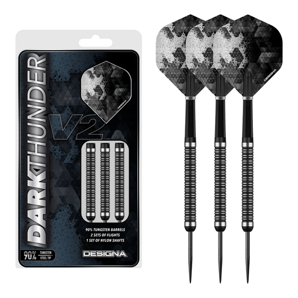 Designa Dark Thunder V2 Steel Tip Darts - 90% Tungsten - 20 Grams Darts