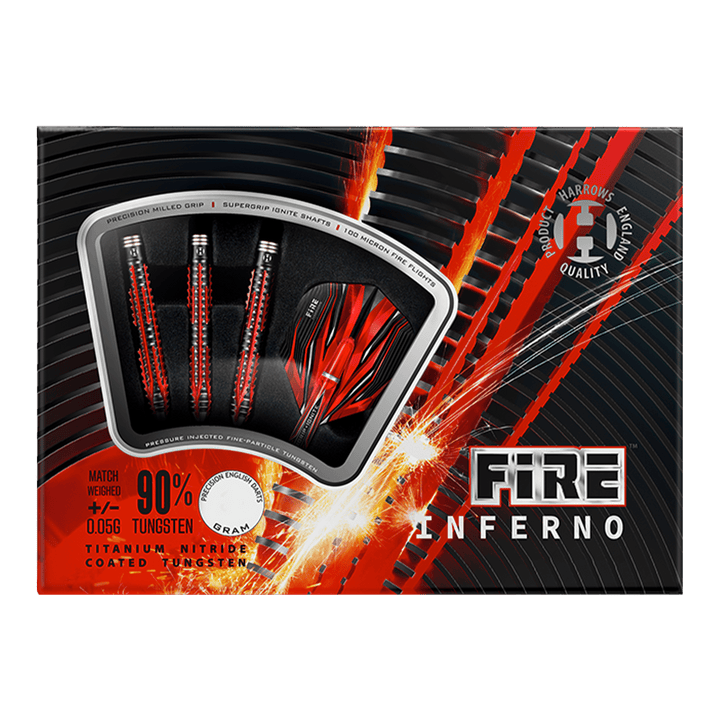 Harrows Fire Inferno Steel Tip Darts - 90% Tungsten - 21 Grams Darts